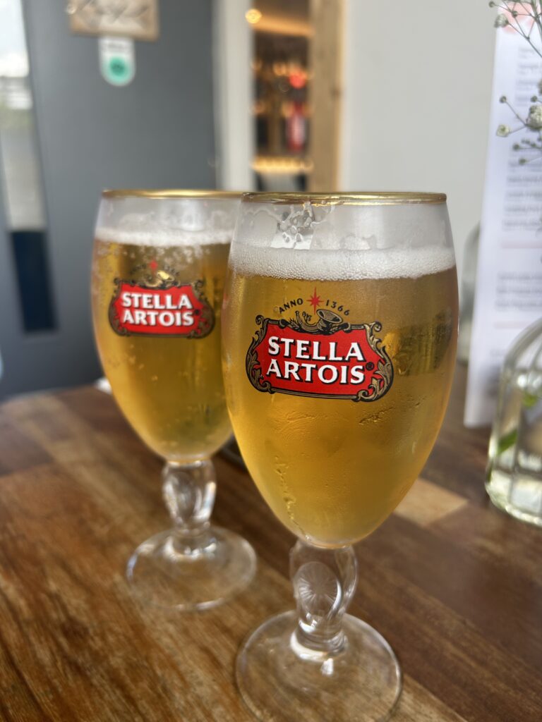 beer after cycling outdoors in england